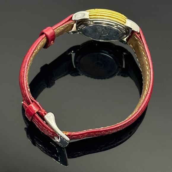 Gevril Red Leather Band 18k Stainless Steel Women’s Watch #1315 - Picture 9 of 12